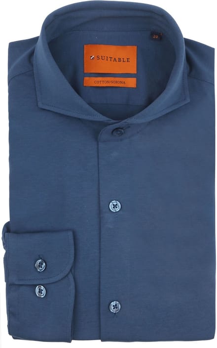 Suitable Sorona Overhemd Denim Blauw - Maat 40 - Heren - Overhemden Formeel