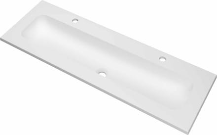 INK Reflekt polystone wastafel met 2 kraangaten 120 x 40 x 1,5 cm, mat wit
