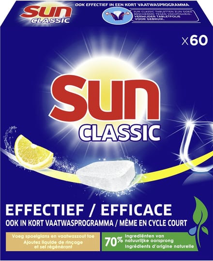 Sun Classic - Vaatwastabletten - Voordeelverpakking - Citroen - 60 Tabletten