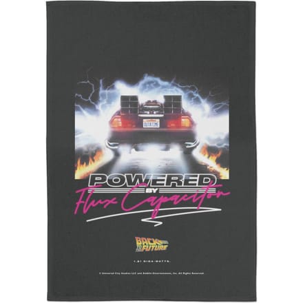 Back To The Future Powered By Flux Capacitor Tea Towel