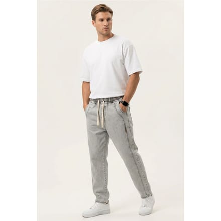 Opvallende Denim Broek met Touwsluiting Taille