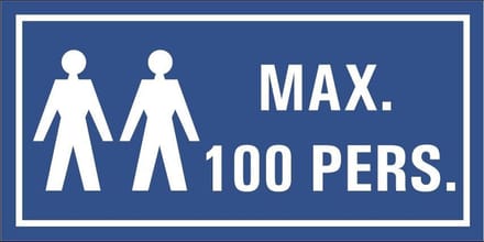 Maximaal 100 personen tekststicker 400 x 200 mm
