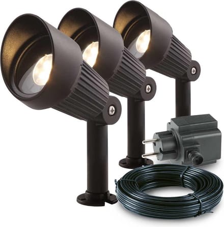 3x LED grond spot - 12V - 3 watt - complete set