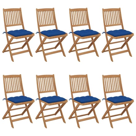 vidaXL - Opklapbare - stoelen, - 8 - stuks, - inclusief - kussens, - van - massief - acaciahout