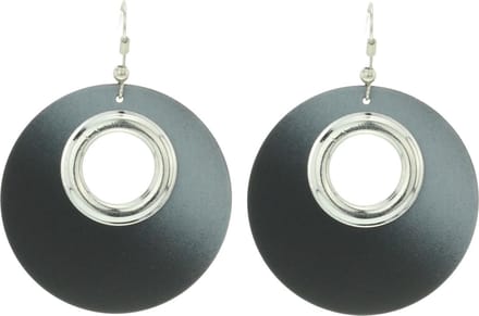 Behave - Oorhanger Dames - Rond - Mat Grijs - Diameter 4.5 cm