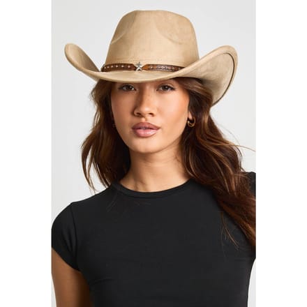 boohoo Dames Western Cowboyhoed Met Sterren Trim | Tan