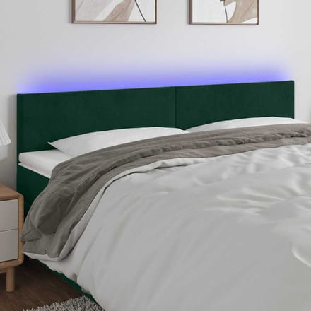 vidaXL - Hoofdbord - LED - 200x5x78/88 - cm - fluweel - donkergroen