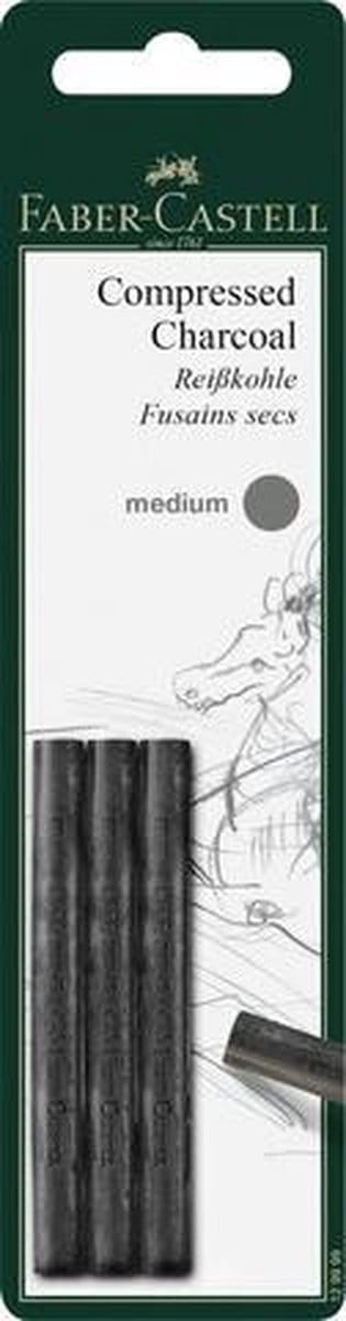 Faber-Castell houtskool - Pitt Monochrome - geperst - medium - 3 stuks blister - FC-129999