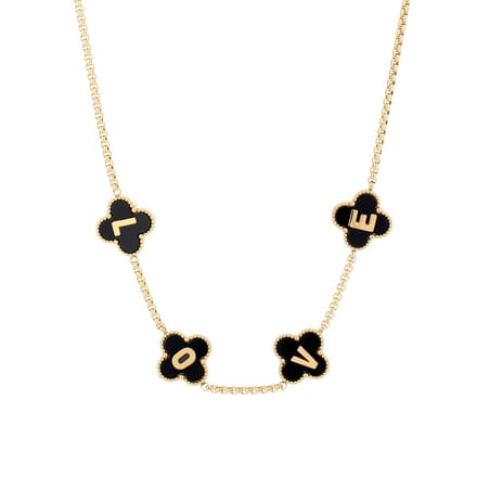 Bijoutheek Collier Klavers Love zwart