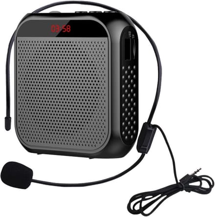 Draagbare Spraakversterker - Stemversterker oplaadbaar - Microfoon - Directe luidspreker - Luidspreker met bedrade microfoon headset - Met riem - Zwart