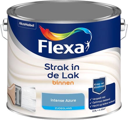 Flexa - Strak In De Lak Binnenlak Zijdeglans - Intense Azure - Mengverf - 2,5 L