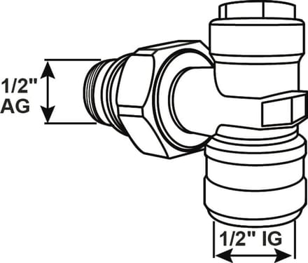 Hoekafsluitbare Radiator Verwarmingscomponent met Schroefverbinding en 3/4 inch Uitloop