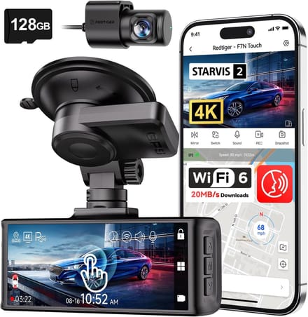 4K Auto Camera - Rijcamera Set - Reis Documentatie - Dubbele Lens Opname - 3.18 Inch Scherm - Zwart