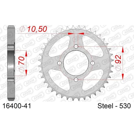 Stalen tandwiel Afam 530 41 dents