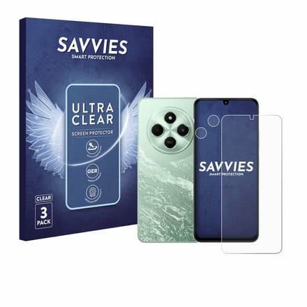 Savvies - Screenprotector voor Xiaomi Poco C75 (Voor+Camera) - Folie Beschermfolie transparant 6 Stuks