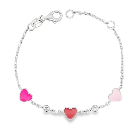 Juwelier Emo - Zilveren kinderarmband met Hartjes 13-15CM