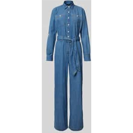 Jumpsuit in denimlook met strikceintuur, model 'CRISELDA'