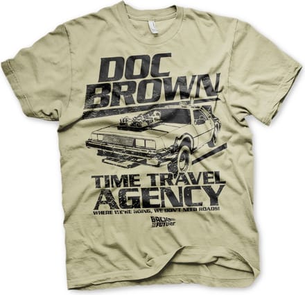 Back to the Future Doc Brown Time Travel Agency T-Shirt Khaki-XL