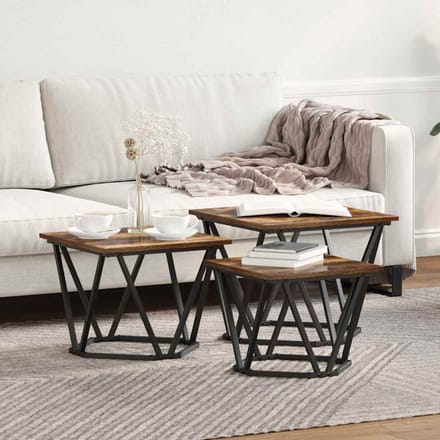 vidaXL - Salontafel - 3 - st - Rook - Eiken - 50 - x - 50 - x - 40 - cm