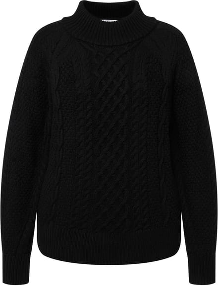 Studio Untold - Dames - Coltrui oversized kabelsteek lange mouwen - Zwart - Maat L