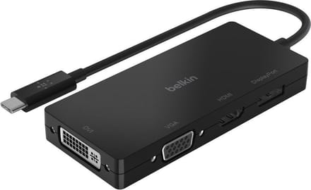Belkin USB-C multipoort videoadapter (HDMI, VGA, Displayport, DVI) - Zwart