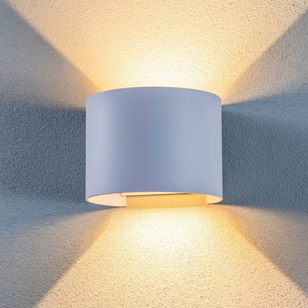 Lindby LED buitenwandlamp Nivar, rond, wit, metaal, IP54