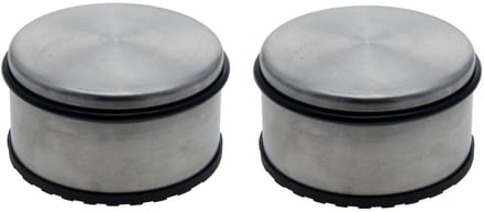 Excellent Houseware Deurstopper - Set van 2x stuks - aluminium - met rubber - 11 cm - deurstop