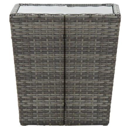 vidaXL - Theetafel - 41,5x41,5x43 - cm - poly - rattan - en - gehard - glas - grijs