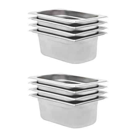 vidaXL - Gastronormbakken - 8 - st - GN - 1/4 - 100 - mm - roestvrij - staal