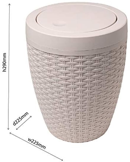 Faux Rotan Ronde Badkameremmer met Schommeldeksel - 5 Liter
