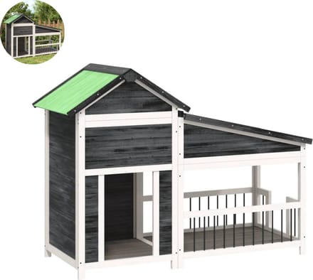 Hondenhok - Buiten - Bench - Ren - Weerbestendig - Kennel - Rek - Grijs