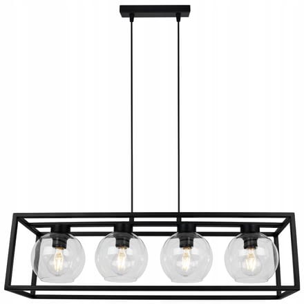 Hanglamp HAGA CAGE Zwart Glas - 4xE27 - Verstelbaar