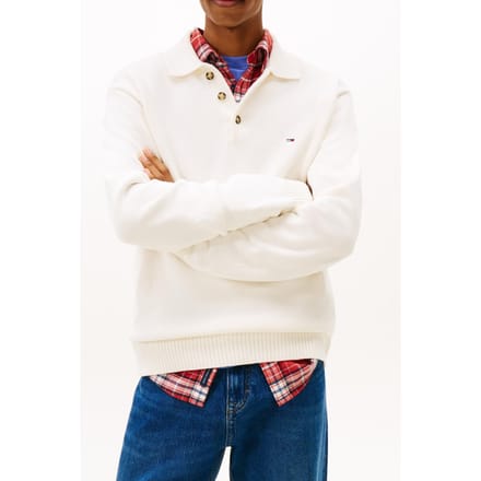 Tommy Hilfiger Slim Essential Pullover Sweater Ancient White Größe: M | Pullover Outlet | Herren | Weiß