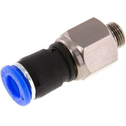 8mm & G1/8'' Draaidoorvoer Insteek Buitendraad Vernikkeld Messing/PBT NBR