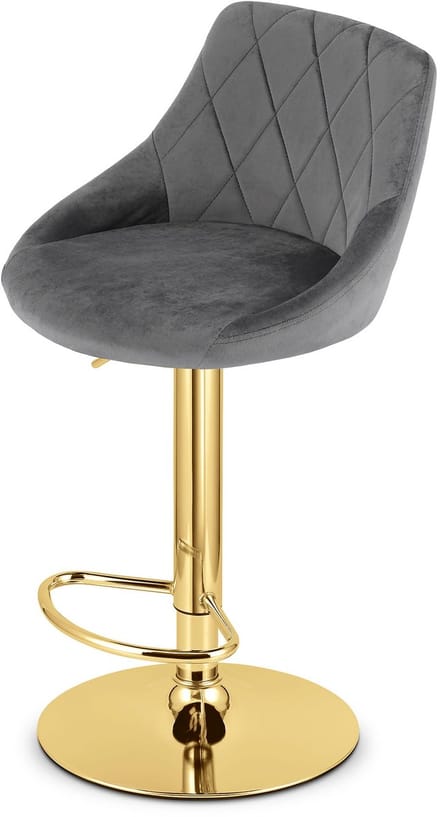 KAST kruk - grijs fluweel / gouden voet x 2