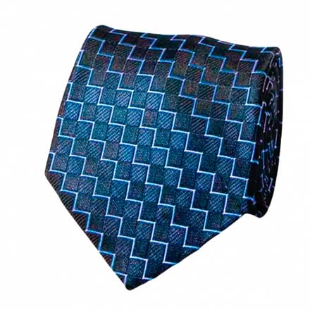 Stropdas -blauw- verspringend motief-8 cm -100 % polyester - Charme Bijoux