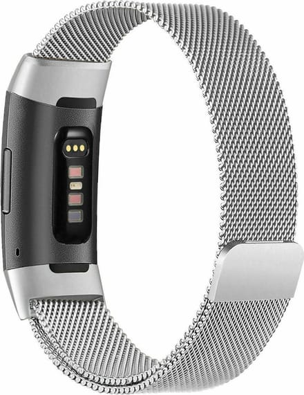 New Age Devi - Geschikt voor Fitbit Charge 4 - Milanese band - zilver - Large