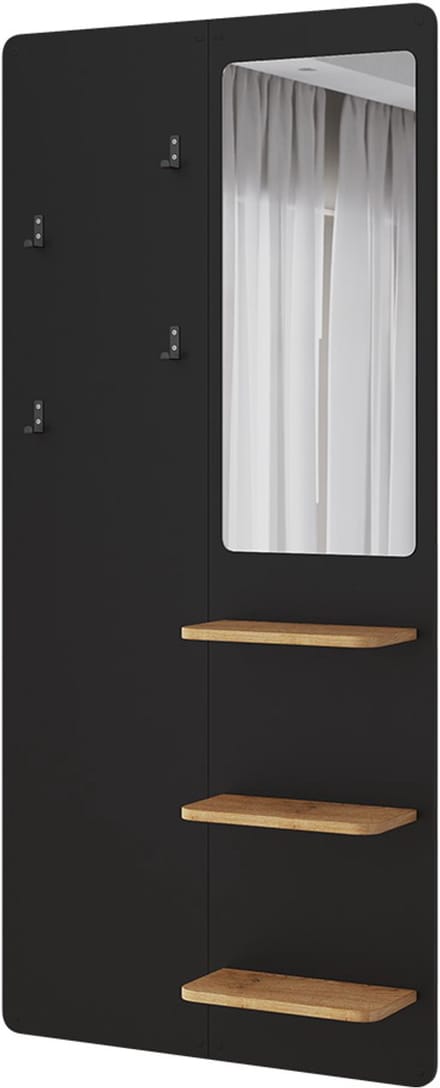 Vicco Jochen Garderobe – 70 x 150 cm met spiegel Zwart/eiken