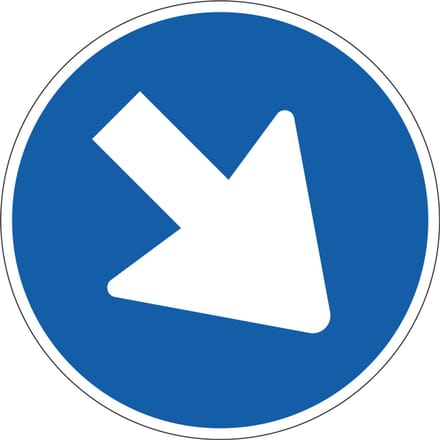 Verplichte rijrichting rechts sticker, D2 300 mm