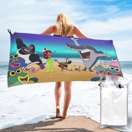 Serviette de Plage Zig & Sharko pour Enfant Microfibre Douce Séchage Rapide Absorbante Serviettes Rapides Pour la Natation W30*H60(CM) beige