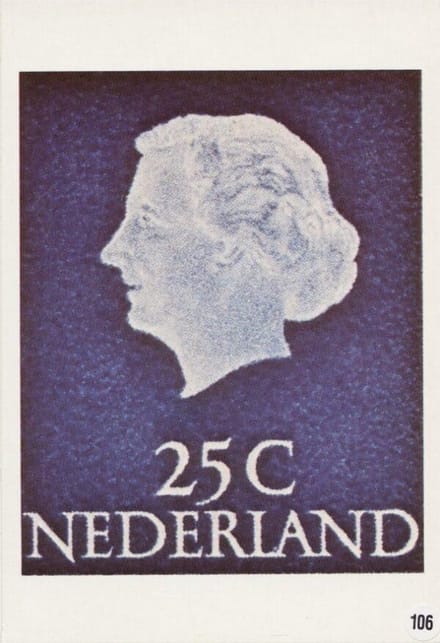 Briefkaart met afbeelding koningin Juliana postzegel