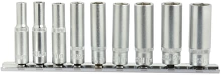 GEKO Diepe dopsleutelset - 6-punts - 5-13 mm - 9-delig - CrV staal