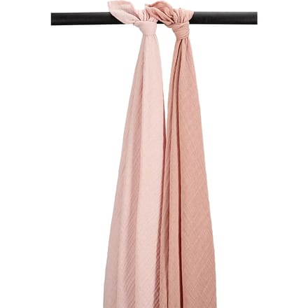 Meyco Baby Uni swaddle - 2-pack - pre-washed hydrofiel - soft rose/rose - 120x120cm