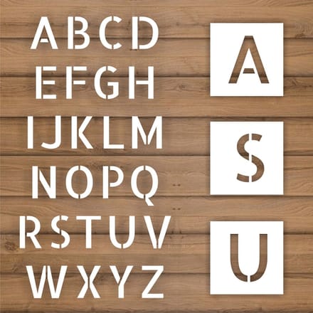 Sjablonen letters A-Z lettertype Allerta 250mm hoog