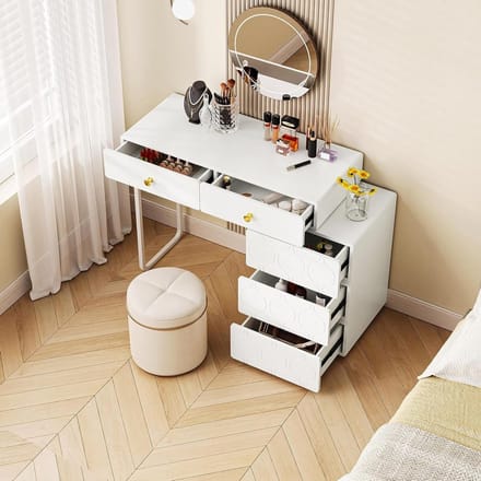 Kaptafel met Laden - Commode Dressoir - Sieraden Opbergen - Verwisselbaar Ontwerp - 90 x 40 x 73.5 cm - Wit