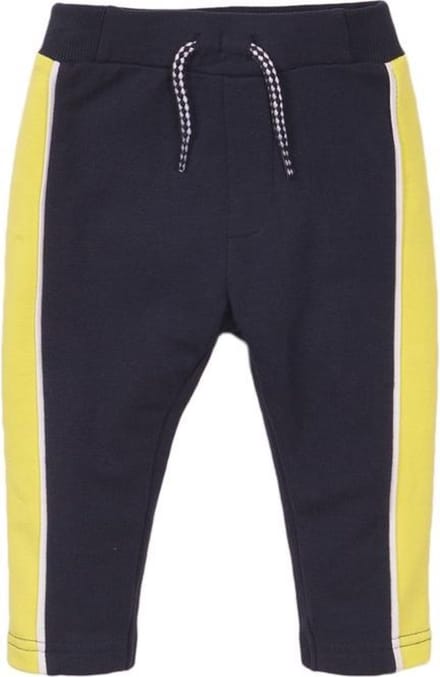 Dirkje Broek 'Hey' Navy/ Neon Yellow Maat 80