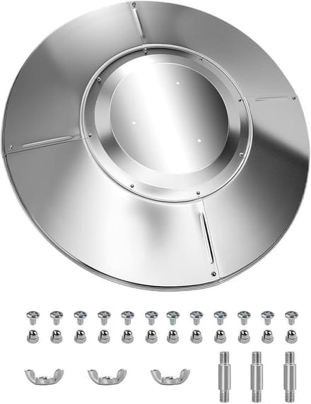 Terrasverwarmer Kap - Reflectiescherm Buiten - Efficiënt Verwarmen - Vlamvertragend Aluminium - 33 cm Diameter - Aluminiumkleur