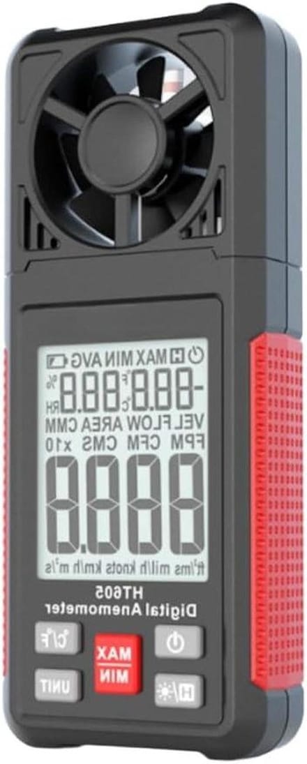 Digitale Anemometer - Luchtstroommeter Windmeter - HVAC Buitenmetingen - Hoge Nauwkeurigheid - 0.4-30 m/s - Rood