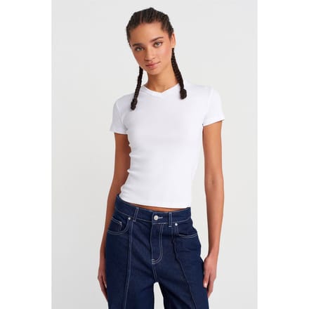 Slim Fit Katoenen V-hals T-shirt