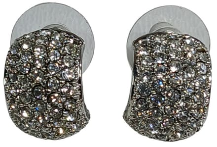 oorstekers - brede ring met strass - per paar